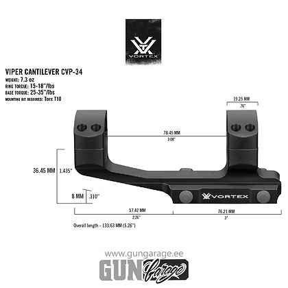 Optikakinnitus Vortex Pro 30mm Cantilever mount